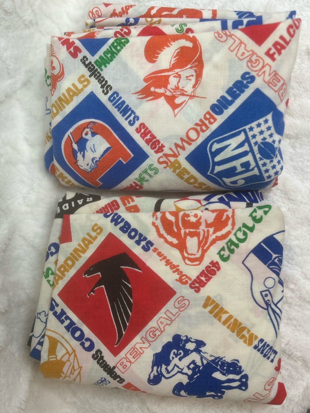 Vintage 1970s NFL Team Logo Twin Sheet Set